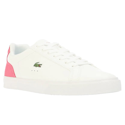 White-Pink - Front - Lacoste Womens-Ladies Lerond Pro Leather Trainers