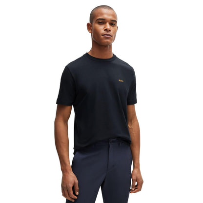 Dark Blue - Front - Boss Mens Contrast Logo Regular T-Shirt