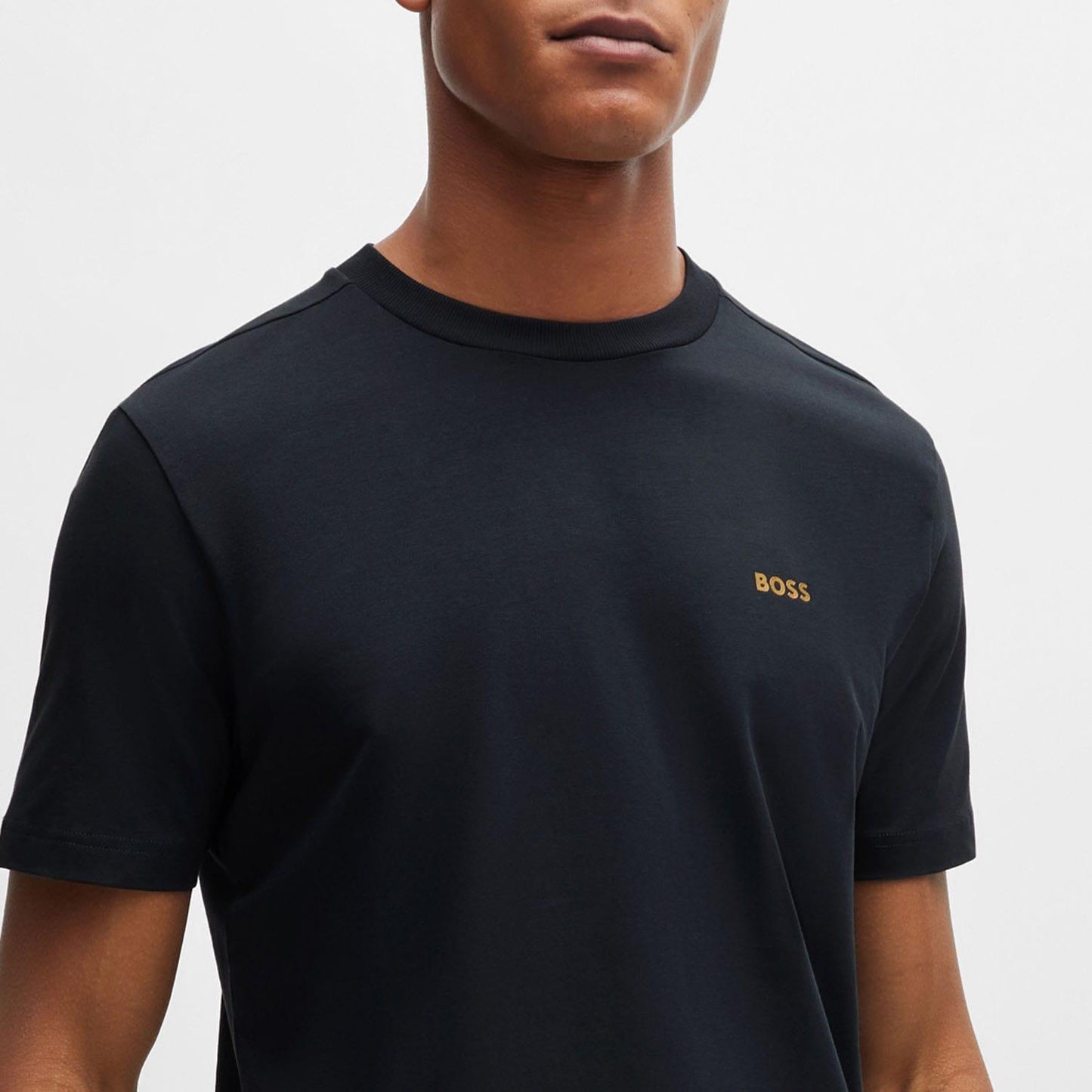 Dark Blue - Side - Boss Mens Contrast Logo Regular T-Shirt