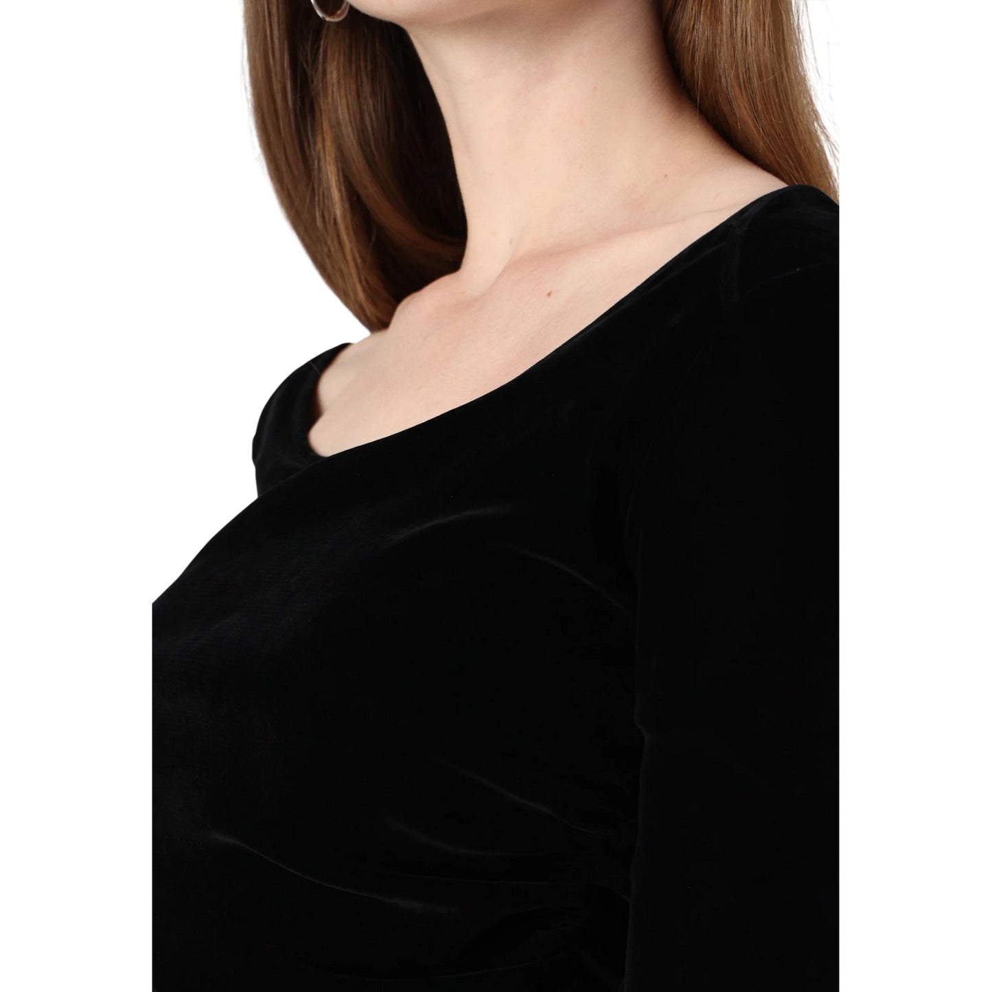 Black - Back - Boss Womens-Ladies Ebalet Velvet Scoop Neck Midi Dress