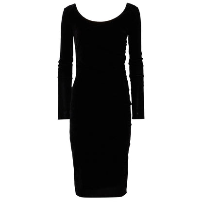 Black - Front - Boss Womens-Ladies Ebalet Velvet Scoop Neck Midi Dress