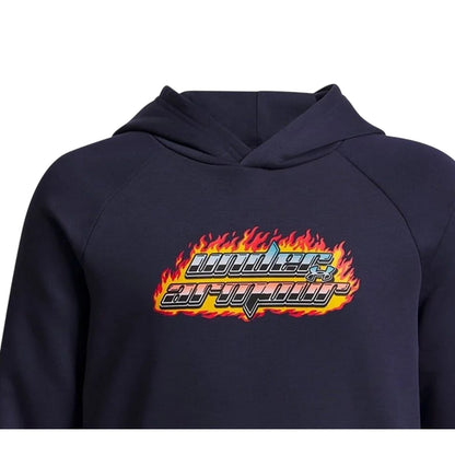 Washed Navy - Side - Under Armour Boys Flame Effect Raglan Hoodie