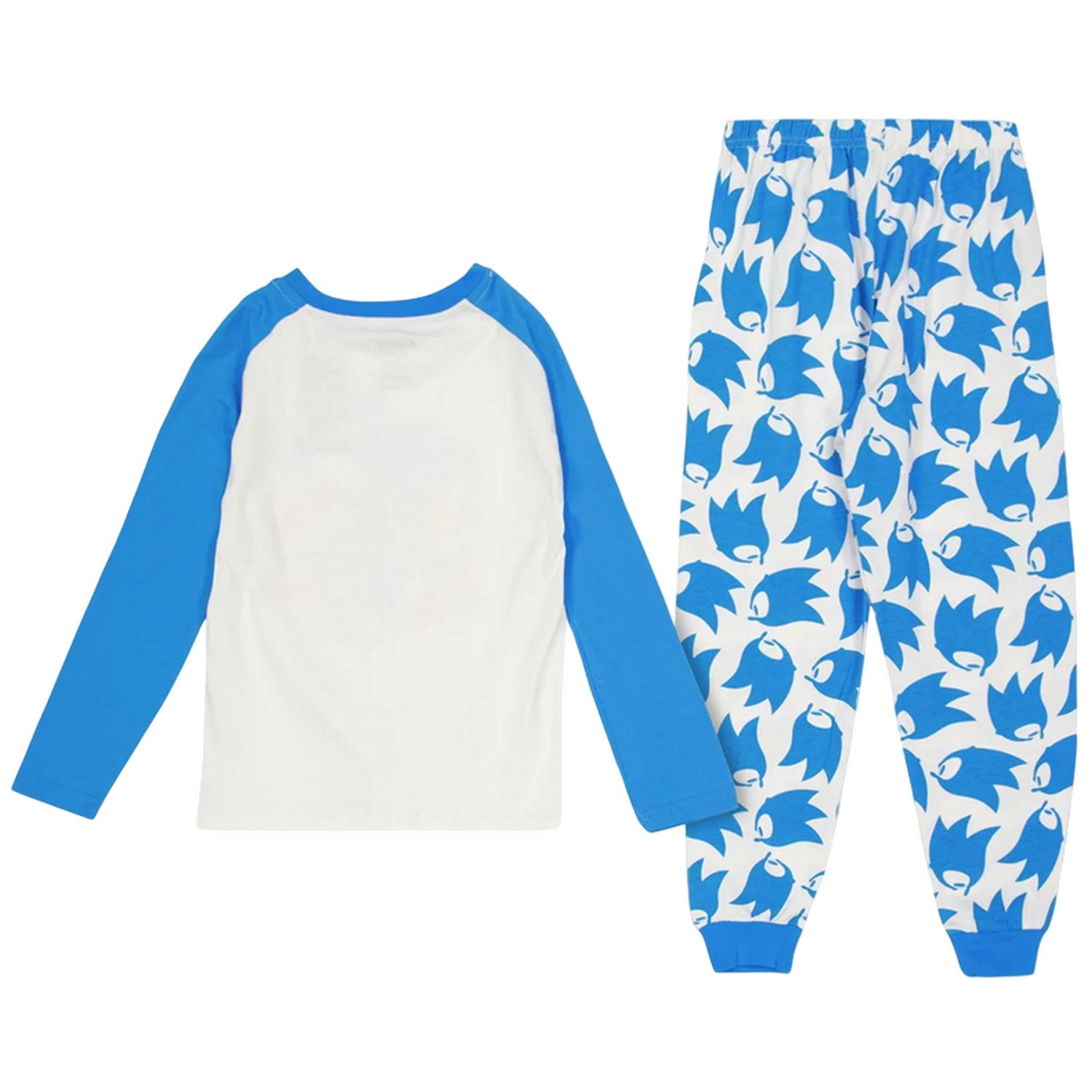 Blue-White - Back - Sonic The Hedgehog Childrens-Kids Long Pyjama Set