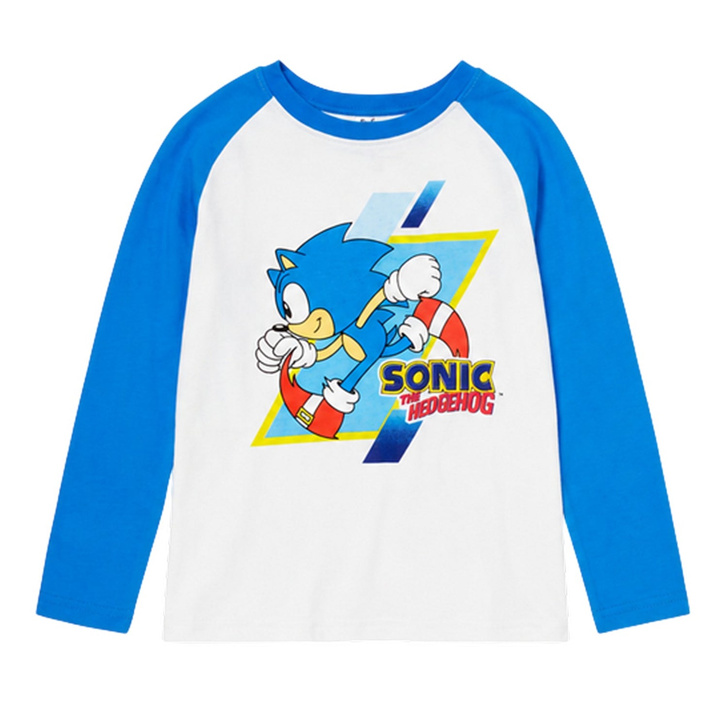 Blue-White - Side - Sonic The Hedgehog Childrens-Kids Long Pyjama Set
