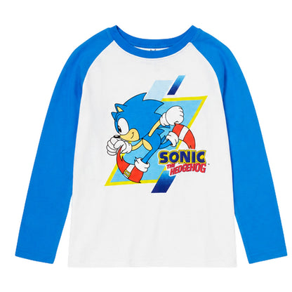 Blue-White - Side - Sonic The Hedgehog Childrens-Kids Long Pyjama Set