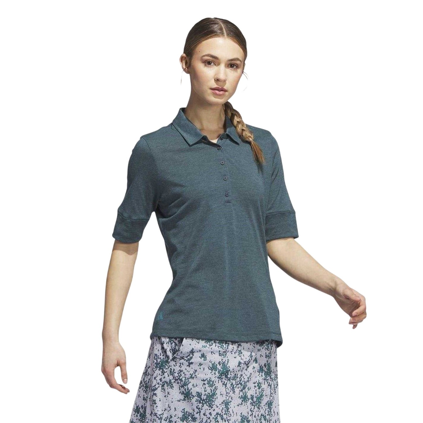 Turquoise - Lifestyle - Adidas Womens-Ladies Melange Polo Shirt