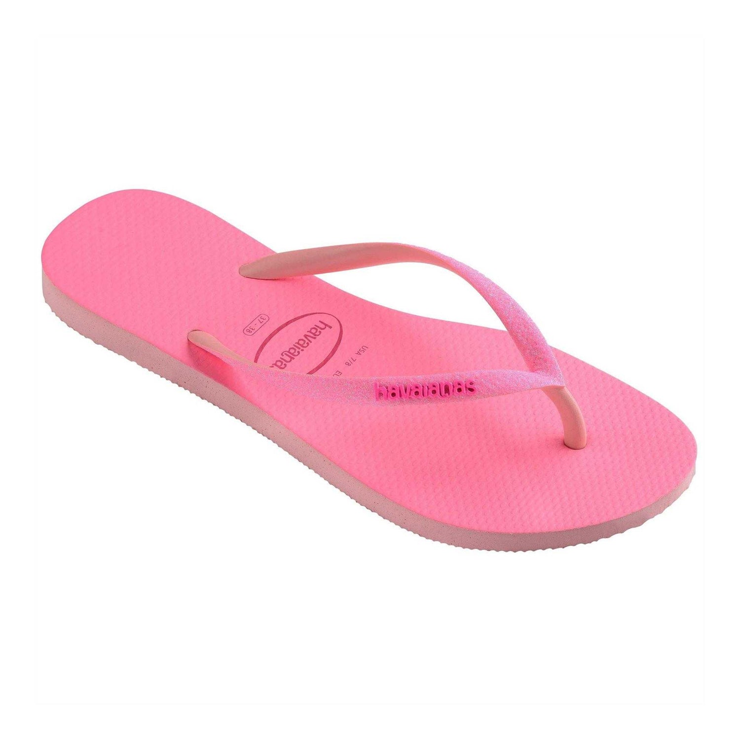 Pink - Back - Havaianas Womens-Ladies Glitter Flip Flops