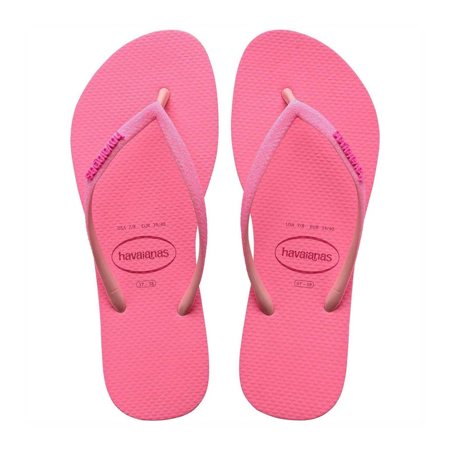 Pink - Side - Havaianas Womens-Ladies Glitter Flip Flops