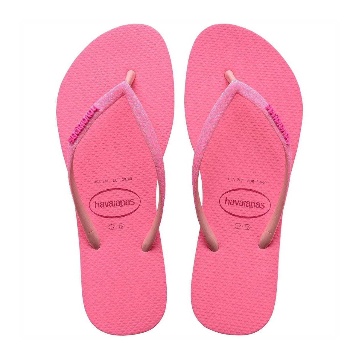 Pink - Side - Havaianas Womens-Ladies Glitter Flip Flops