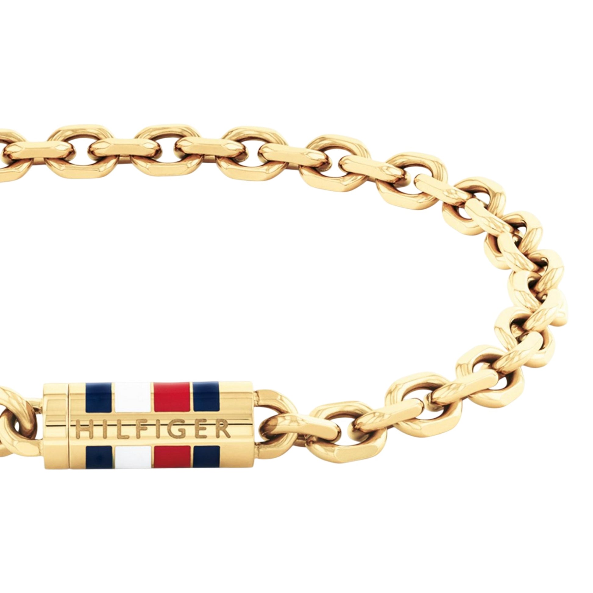 Gold - Back - Tommy Hilfiger Mens Flag Logo Bracelet