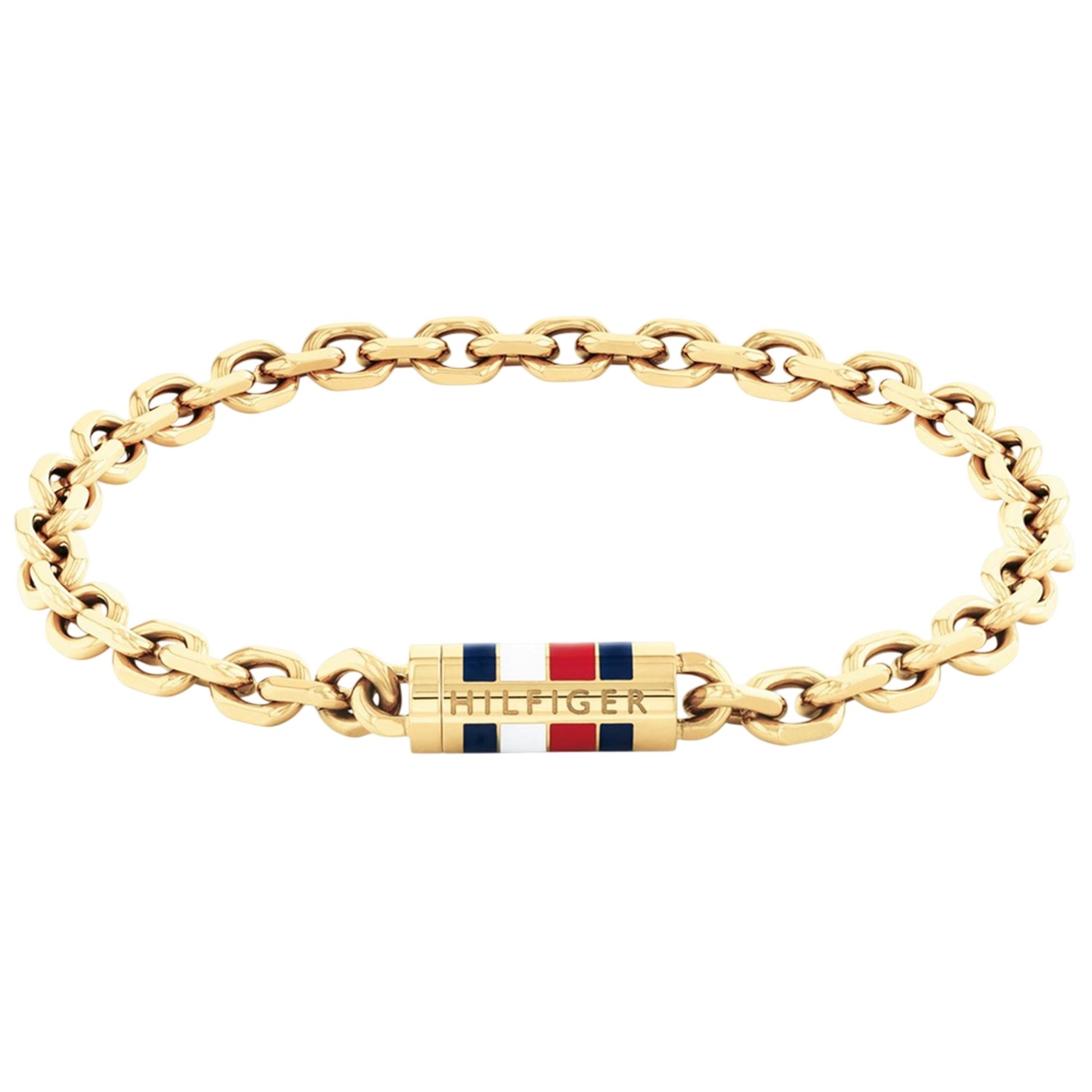 Gold - Front - Tommy Hilfiger Mens Flag Logo Bracelet