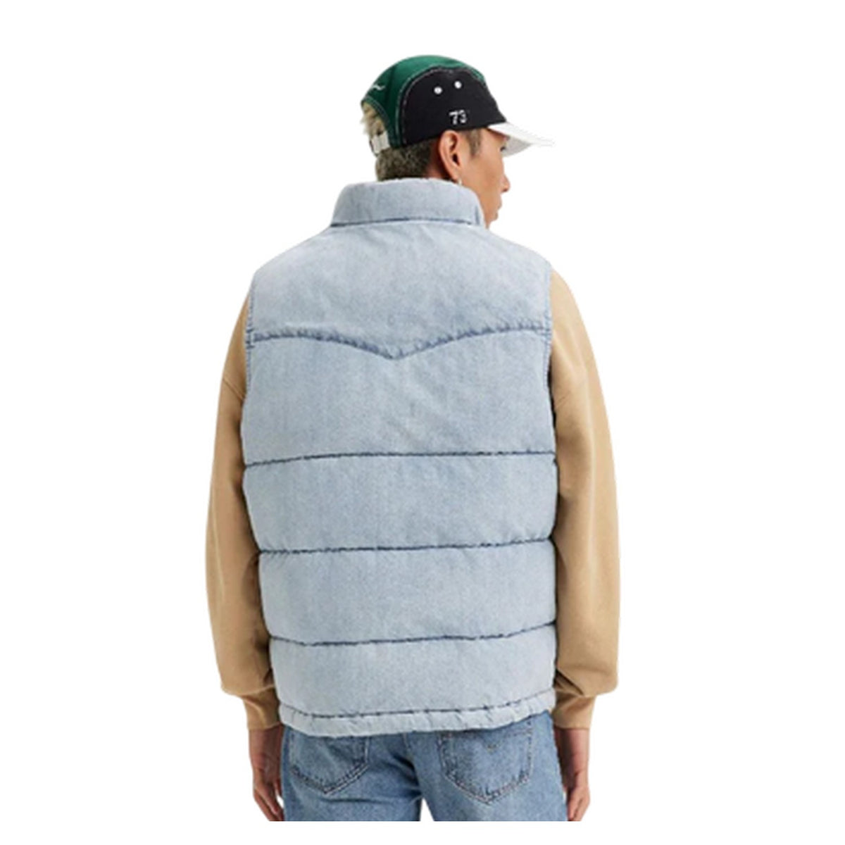 Light Blue - Back - Levis Mens Cotton Puffer Gilet