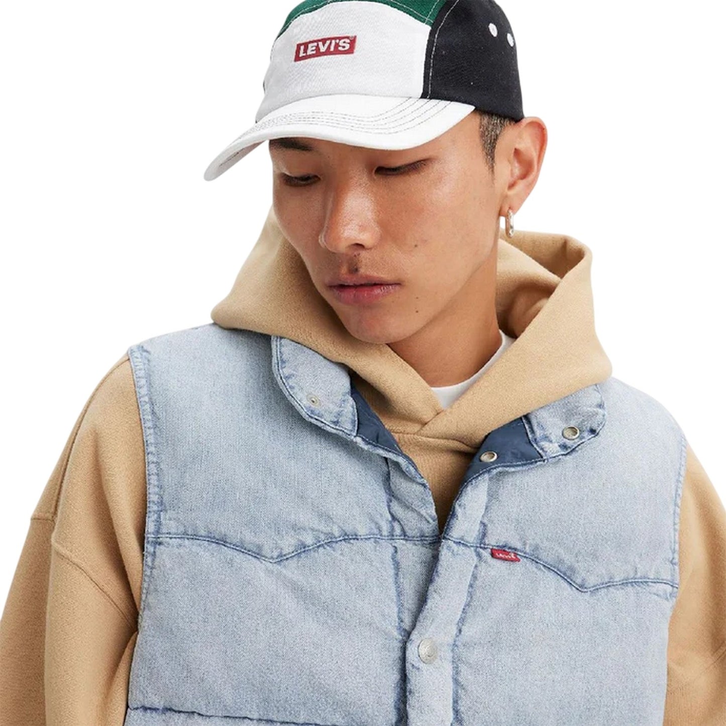 Light Blue - Side - Levis Mens Cotton Puffer Gilet