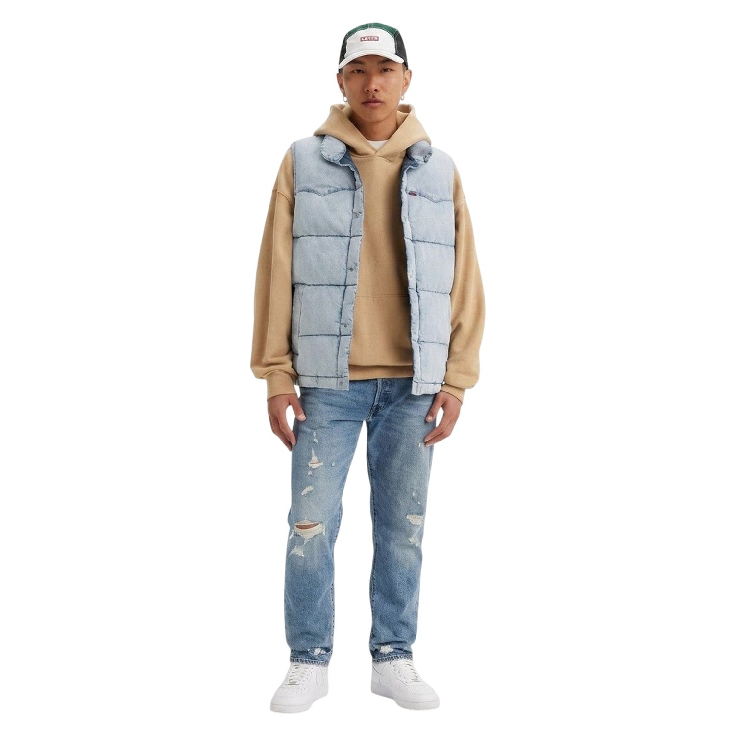 Light Blue - Lifestyle - Levis Mens Cotton Puffer Gilet