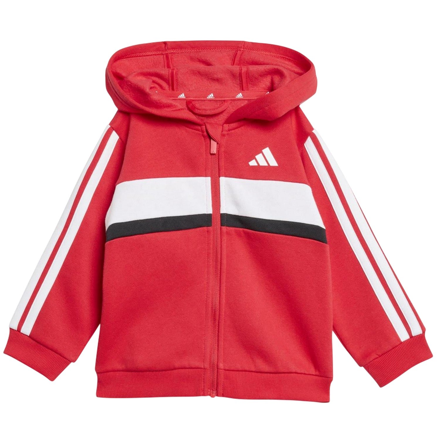 Red-Black - Back - Adidas Toddler Fleece 3 Stripes Tracksuit