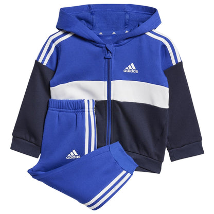 Blue-Grey - Front - Adidas Toddler Fleece 3 Stripes Tracksuit
