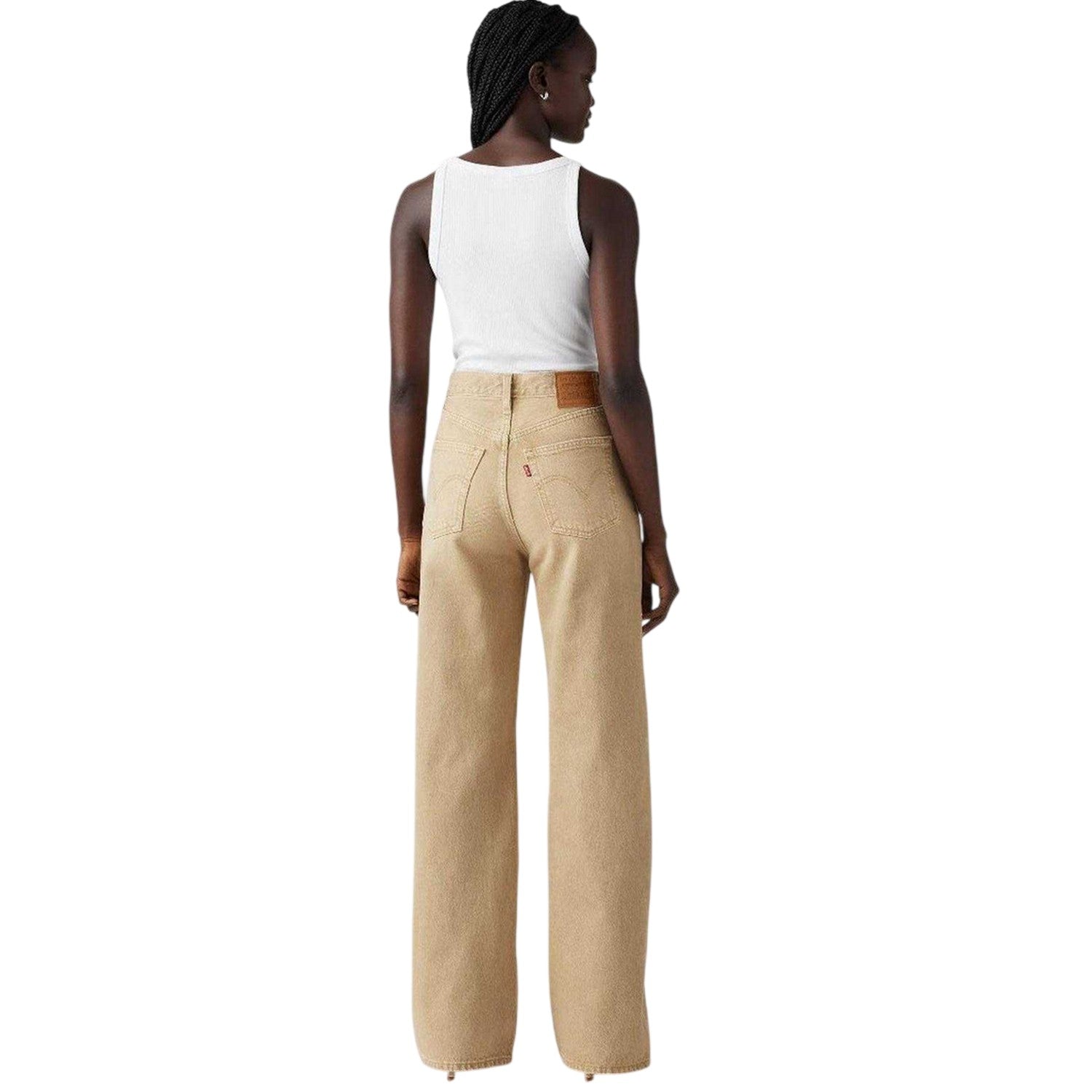 Travertine - Back - Levis Womens-Ladies Ribcage Denim Wide Leg Jeans