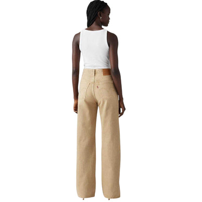 Travertine - Back - Levis Womens-Ladies Ribcage Denim Wide Leg Jeans