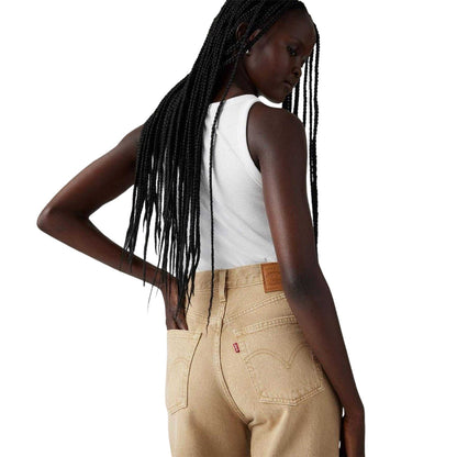 Travertine - Side - Levis Womens-Ladies Ribcage Denim Wide Leg Jeans