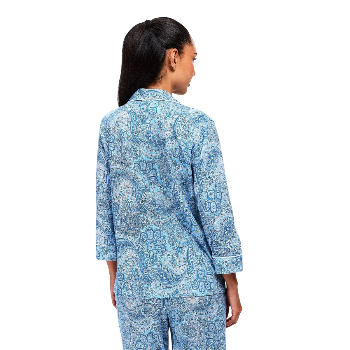 Blue - Lifestyle - Ralph Lauren Womens-Ladies Paisley 3-4 Sleeve Long Pyjama Set