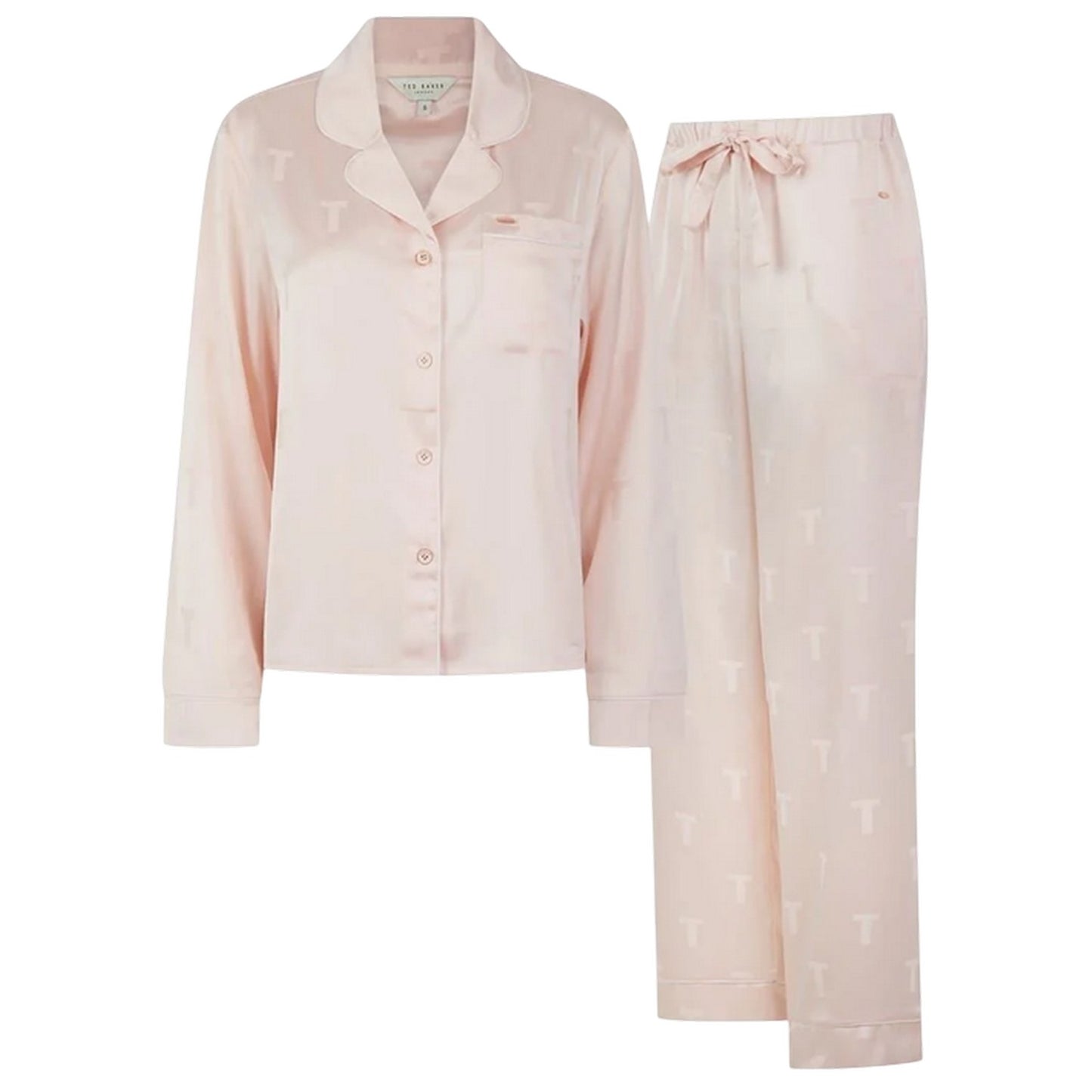 Pink - Front - Ted Baker Womens-Ladies Peggy Satin Long Pyjama Set