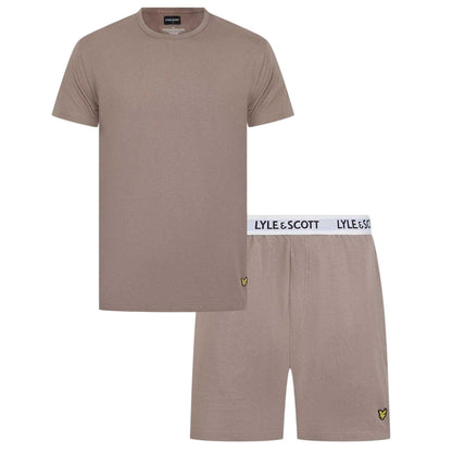 Driftwood - Front - Lyle & Scott Mens Jersey Short Pyjama Set