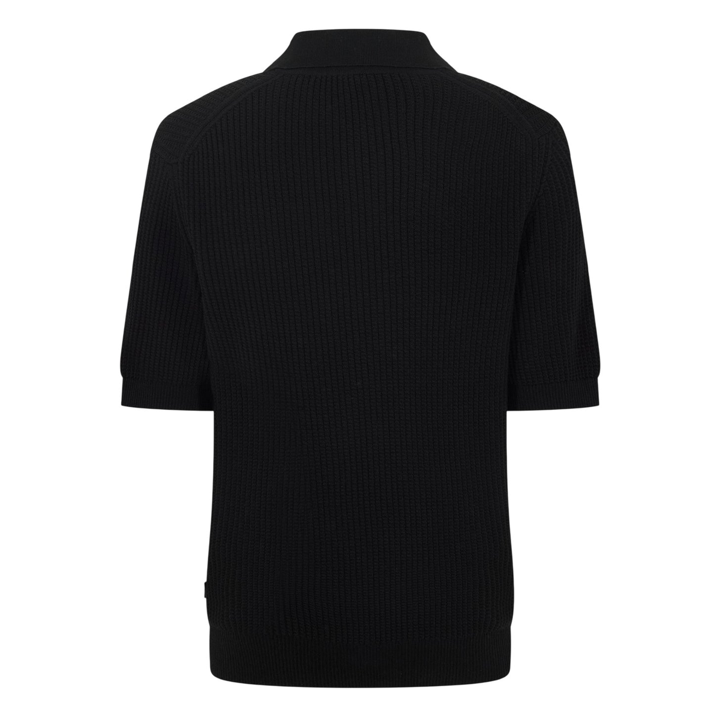 Black - Back - Boss Mens Ribbed Collared Polo Shirt