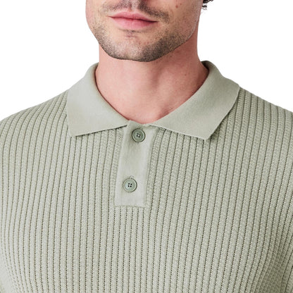 Green - Side - Boss Mens Ribbed Collared Polo Shirt