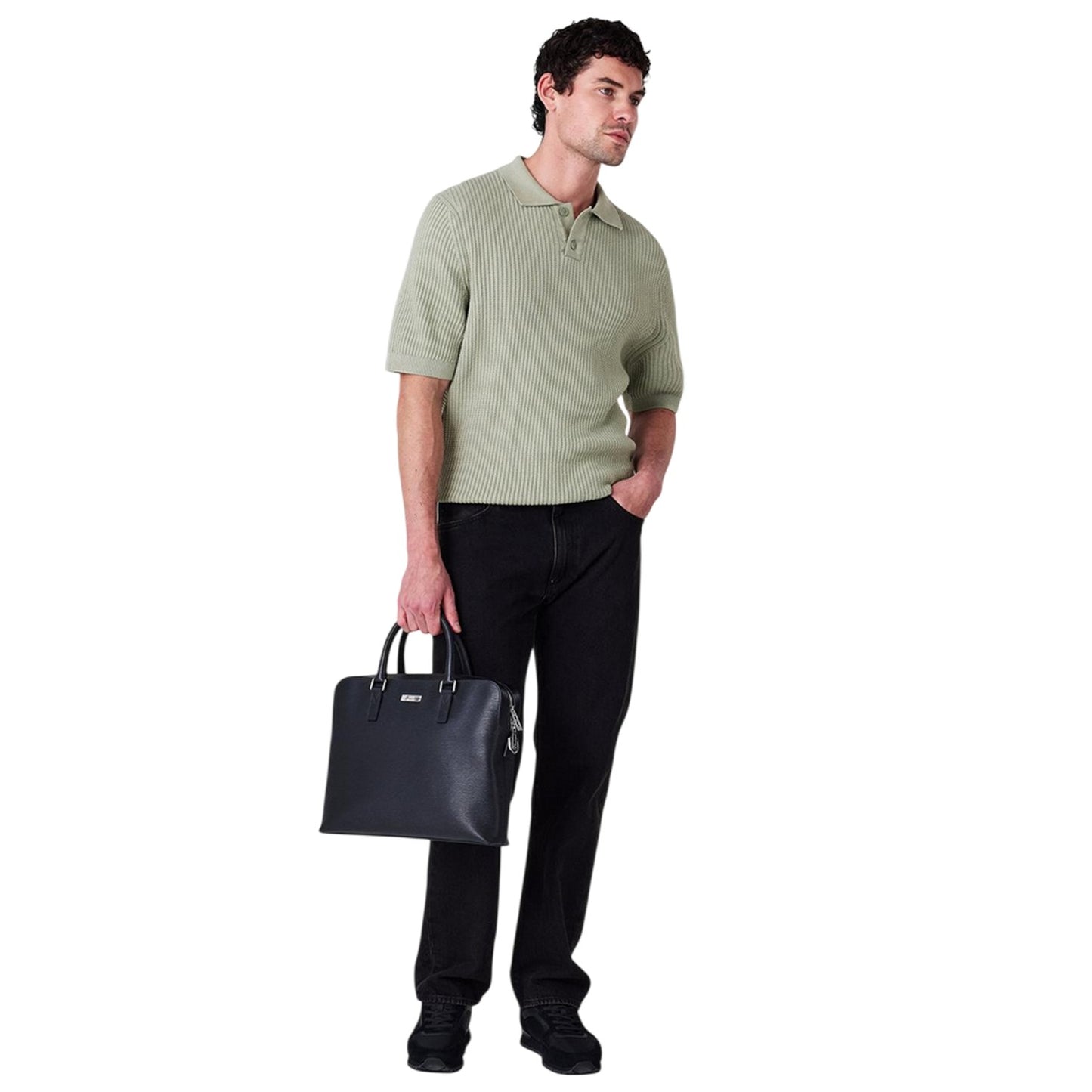 Green - Lifestyle - Boss Mens Ribbed Collared Polo Shirt