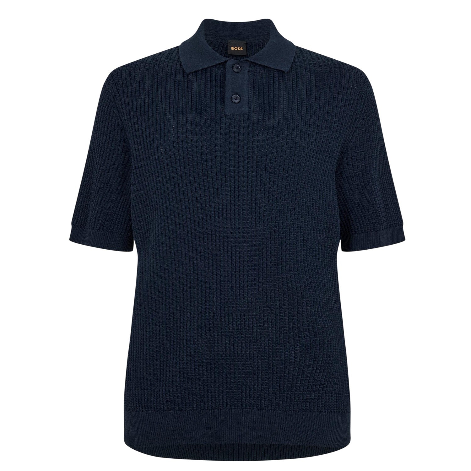 Dark Blue - Front - Boss Mens Ribbed Collared Polo Shirt
