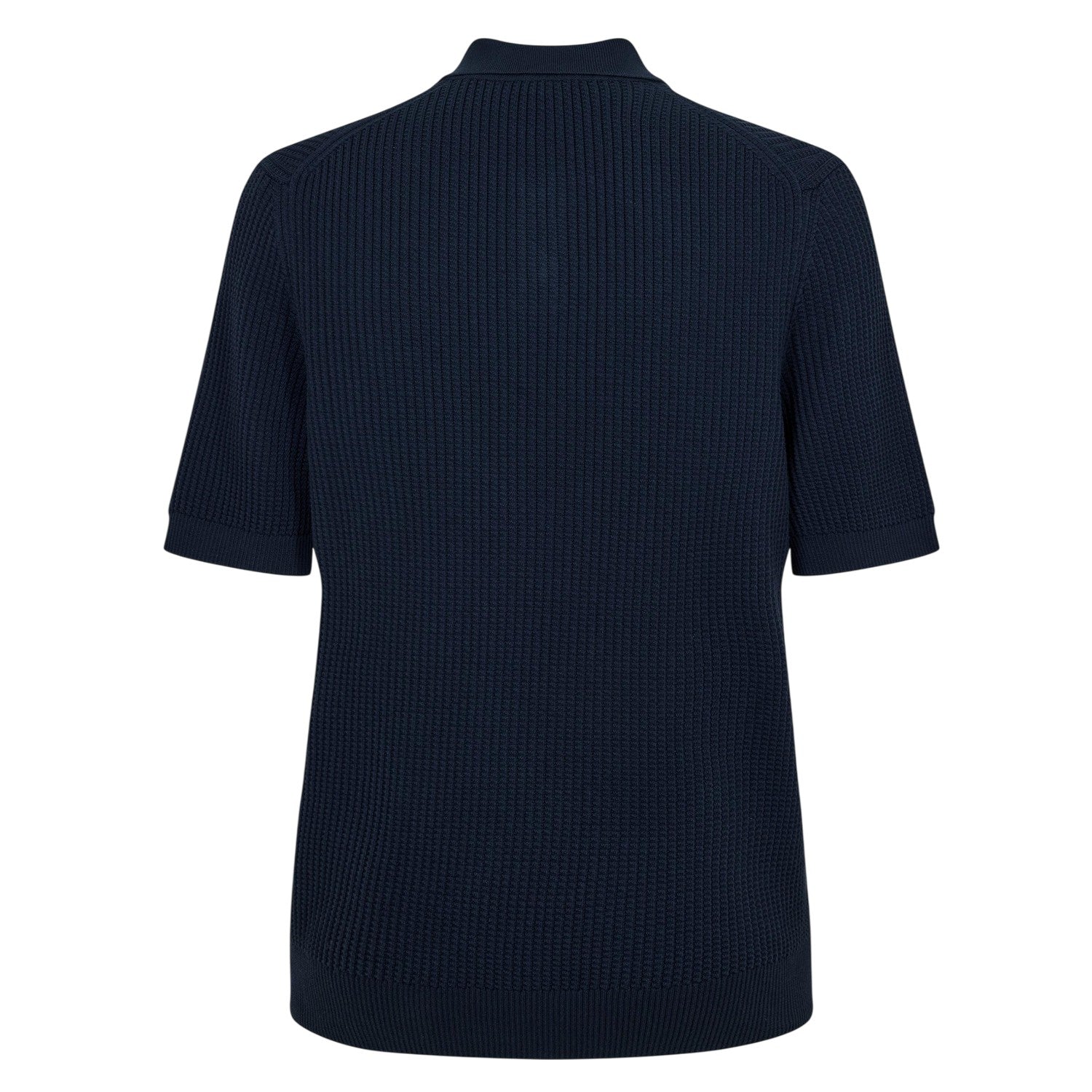Dark Blue - Back - Boss Mens Ribbed Collared Polo Shirt