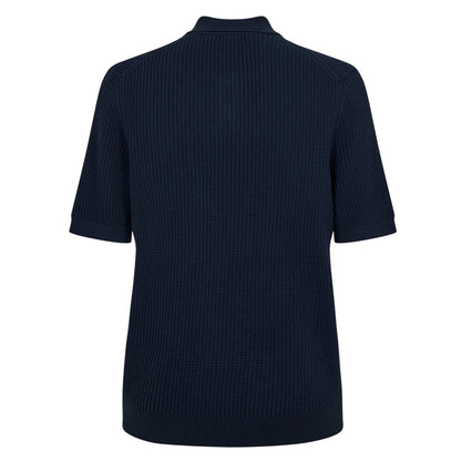 Dark Blue - Back - Boss Mens Ribbed Collared Polo Shirt