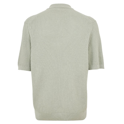Green - Back - Boss Mens Ribbed Collared Polo Shirt