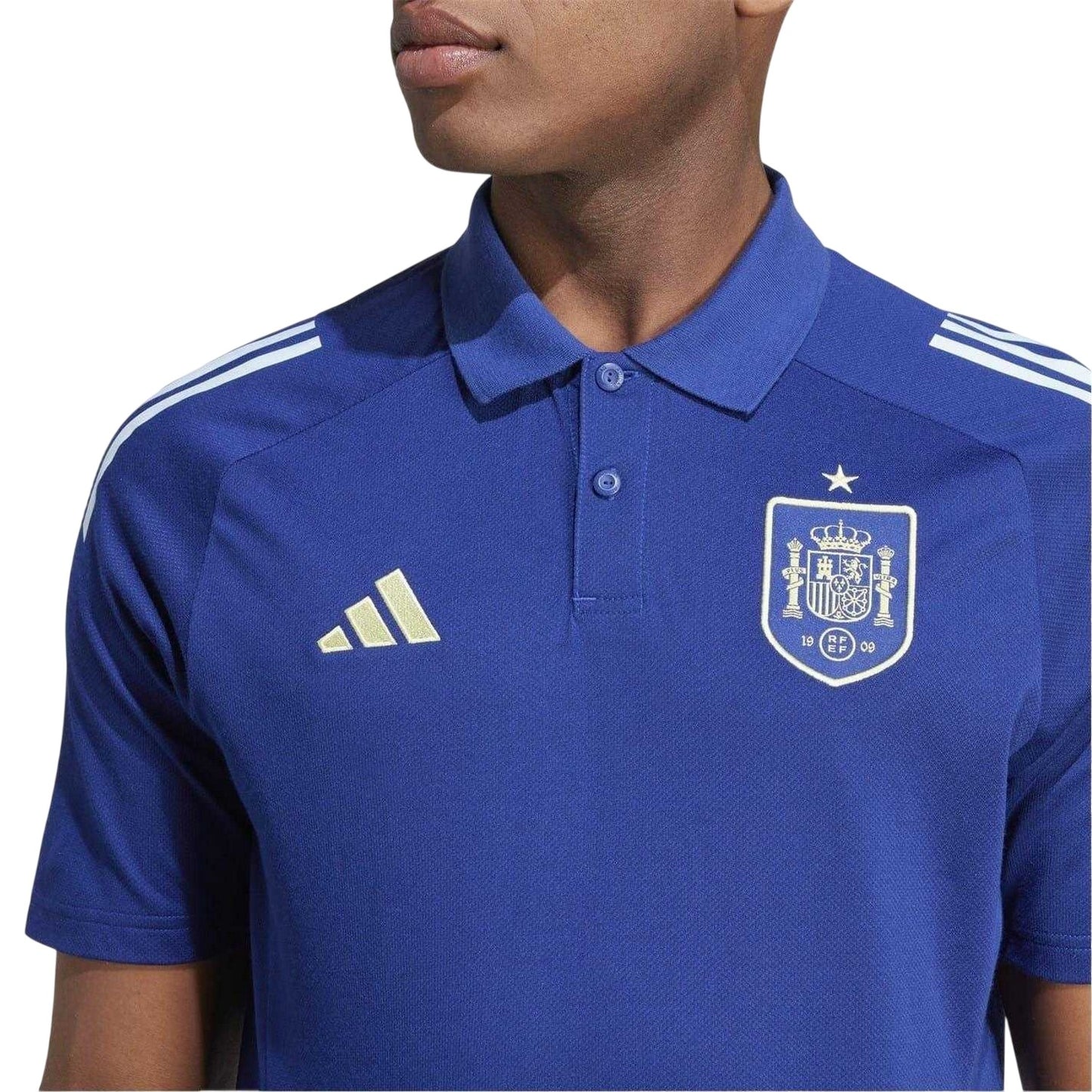 Blue-Red - Side - Adidas Mens Euro 2024 Spain Polo Shirt