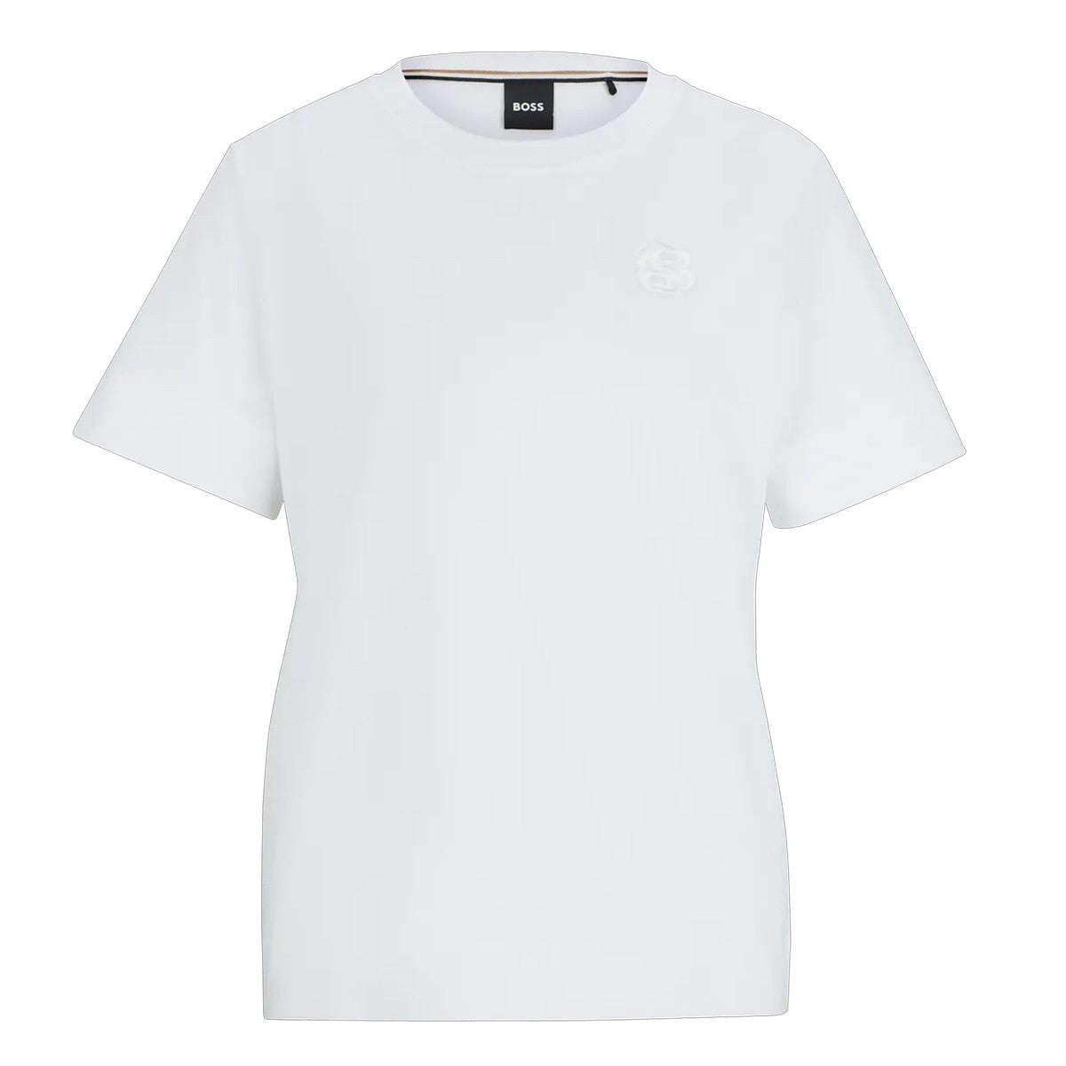 White - Front - Boss Womens-Ladies Monogram Embroidered T-Shirt