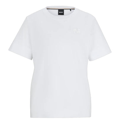 White - Front - Boss Womens-Ladies Monogram Embroidered T-Shirt