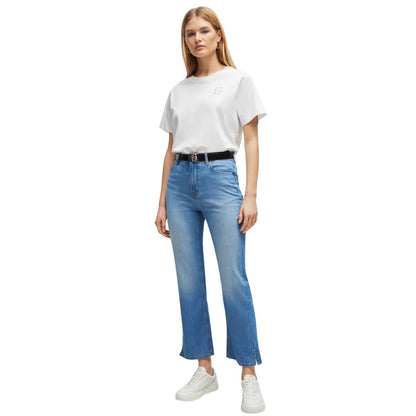 White - Pack Shot - Boss Womens-Ladies Monogram Embroidered T-Shirt