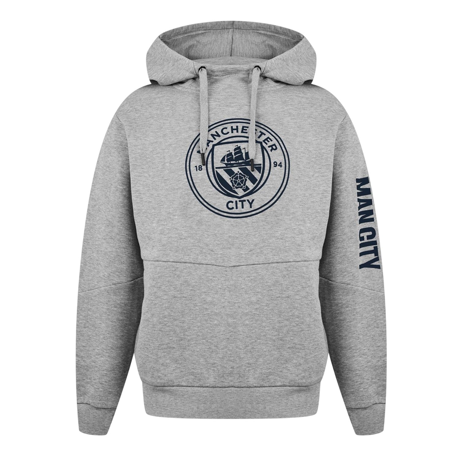 Grey - Front - Source Lab Mens Manchester City FC Pullover Hoodie