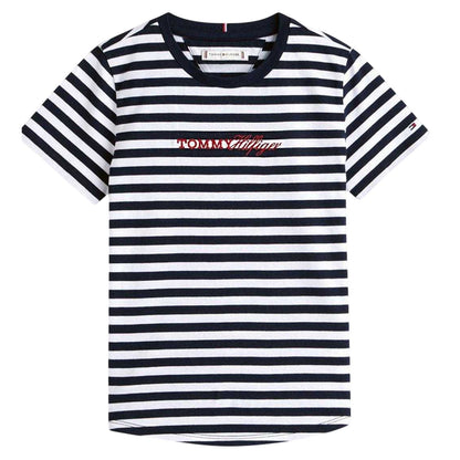 Night Navy - Back - Tommy Hilfiger Girls Striped T-Shirt & Shorts Set