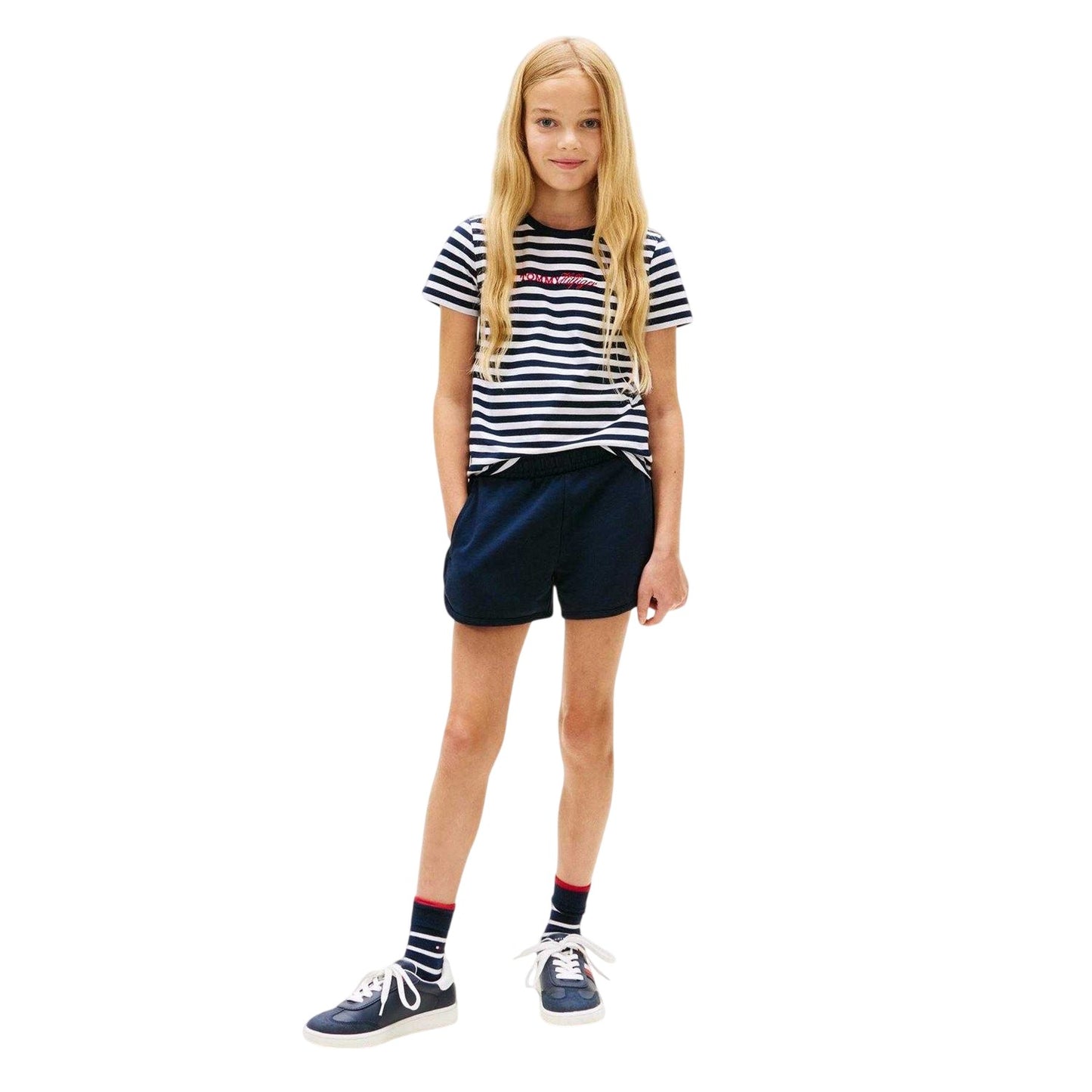 Night Navy - Pack Shot - Tommy Hilfiger Girls Striped T-Shirt & Shorts Set