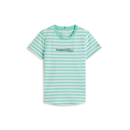 Tropical Green - Back - Tommy Hilfiger Girls Striped T-Shirt & Shorts Set