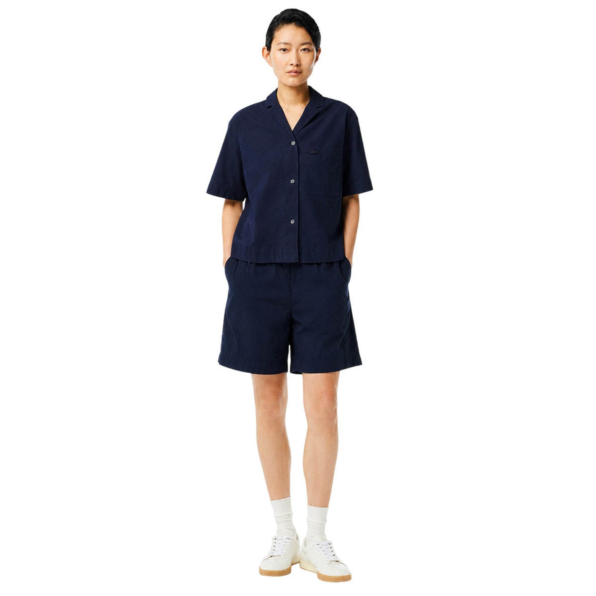 Navy Blue - Lifestyle - Lacoste Womens-Ladies Embroidered Relaxed Fit Shirt