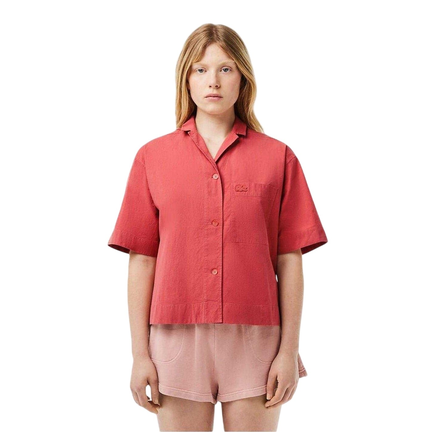 Sierra - Front - Lacoste Womens-Ladies Embroidered Relaxed Fit Shirt