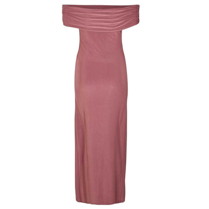 Chestnut - Back - Biba Womens-Ladies Ruched Bardot Maxi Dress