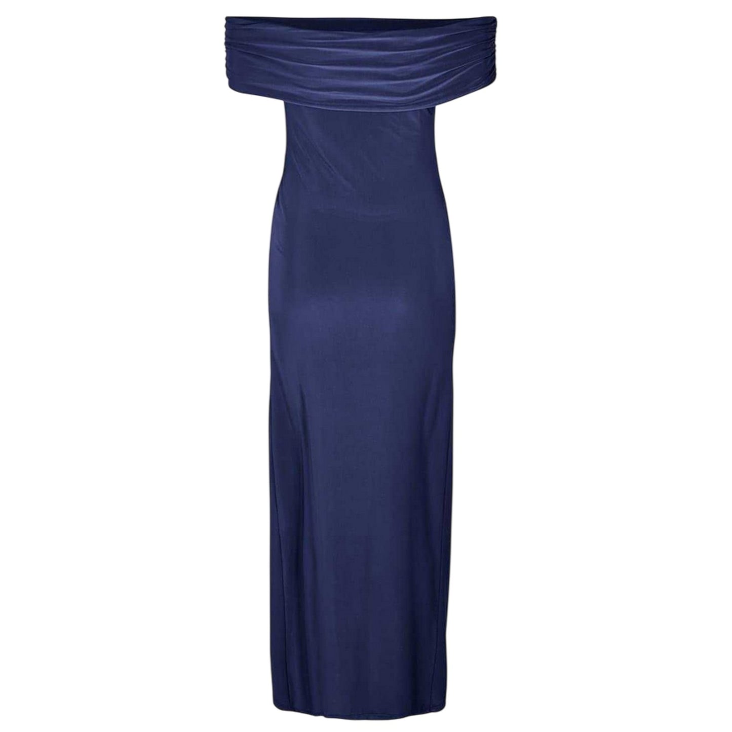 Navy - Back - Biba Womens-Ladies Ruched Bardot Maxi Dress
