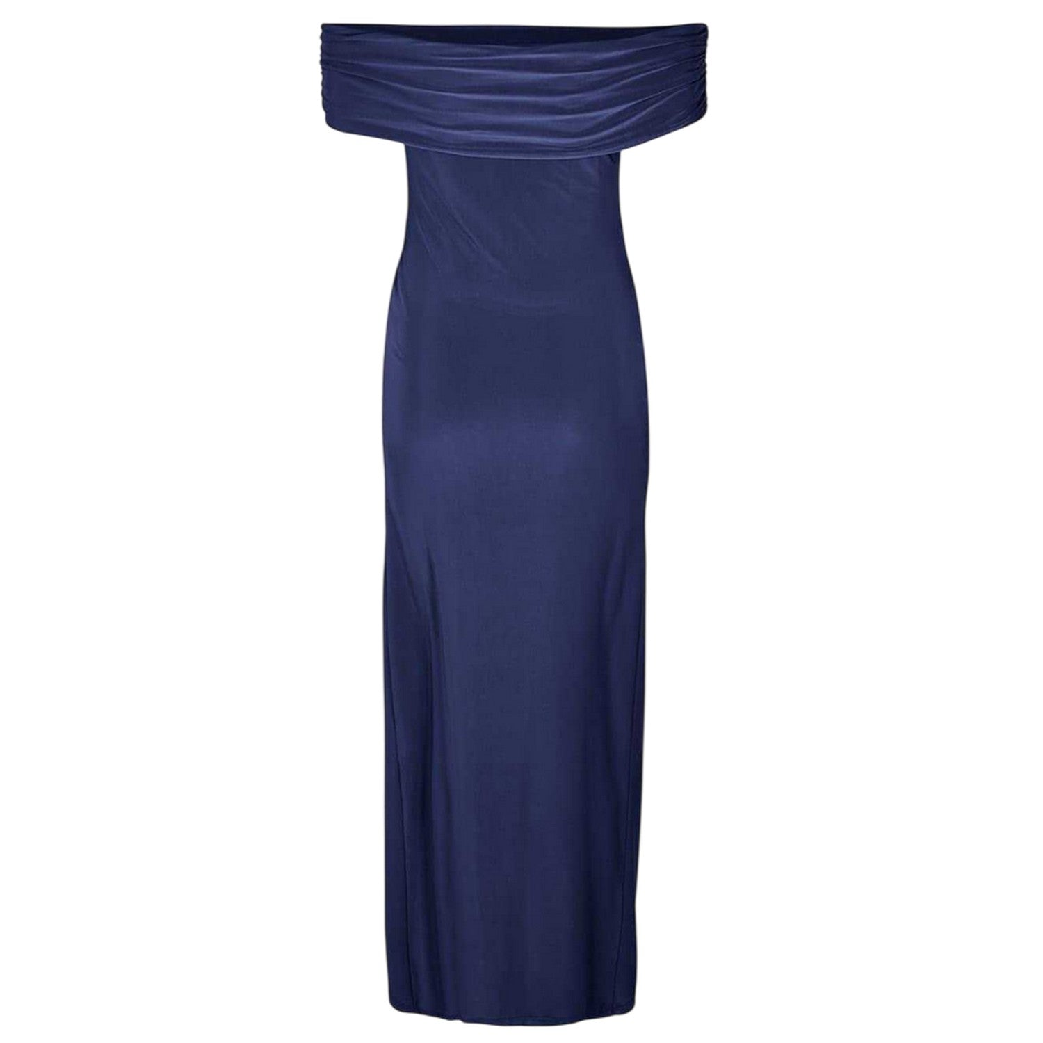 Navy - Back - Biba Womens-Ladies Ruched Bardot Maxi Dress