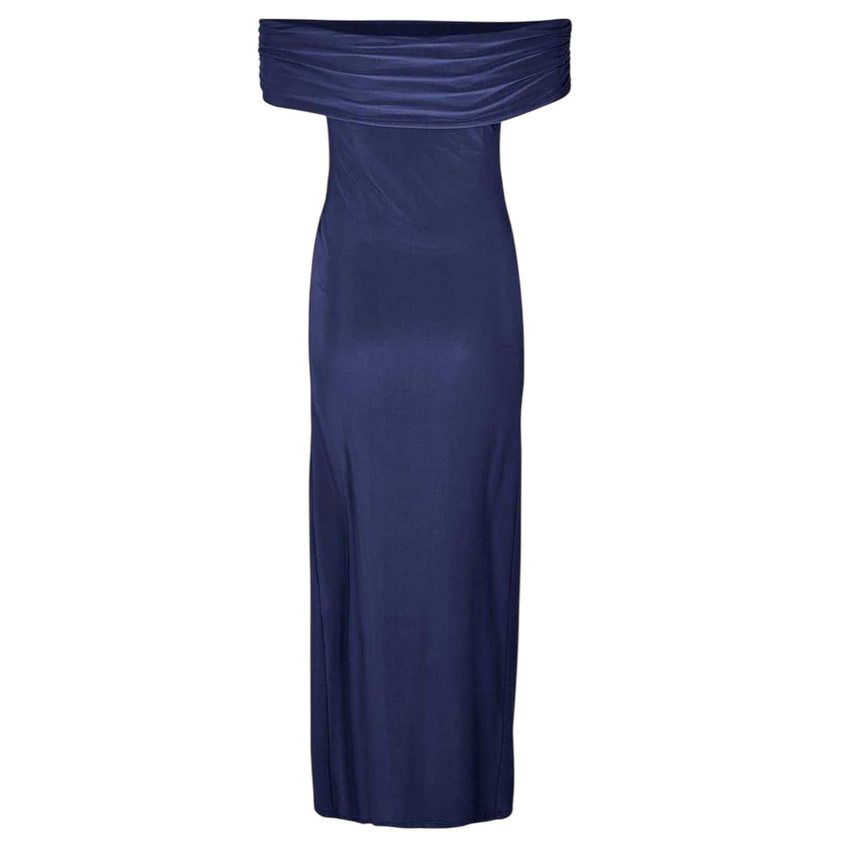 Navy - Back - Biba Womens-Ladies Ruched Bardot Maxi Dress