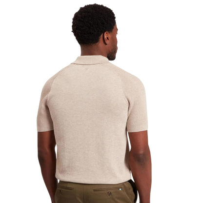 Taupe - Back - Ted Baker Mens Ribbed Raglan Polo Shirt