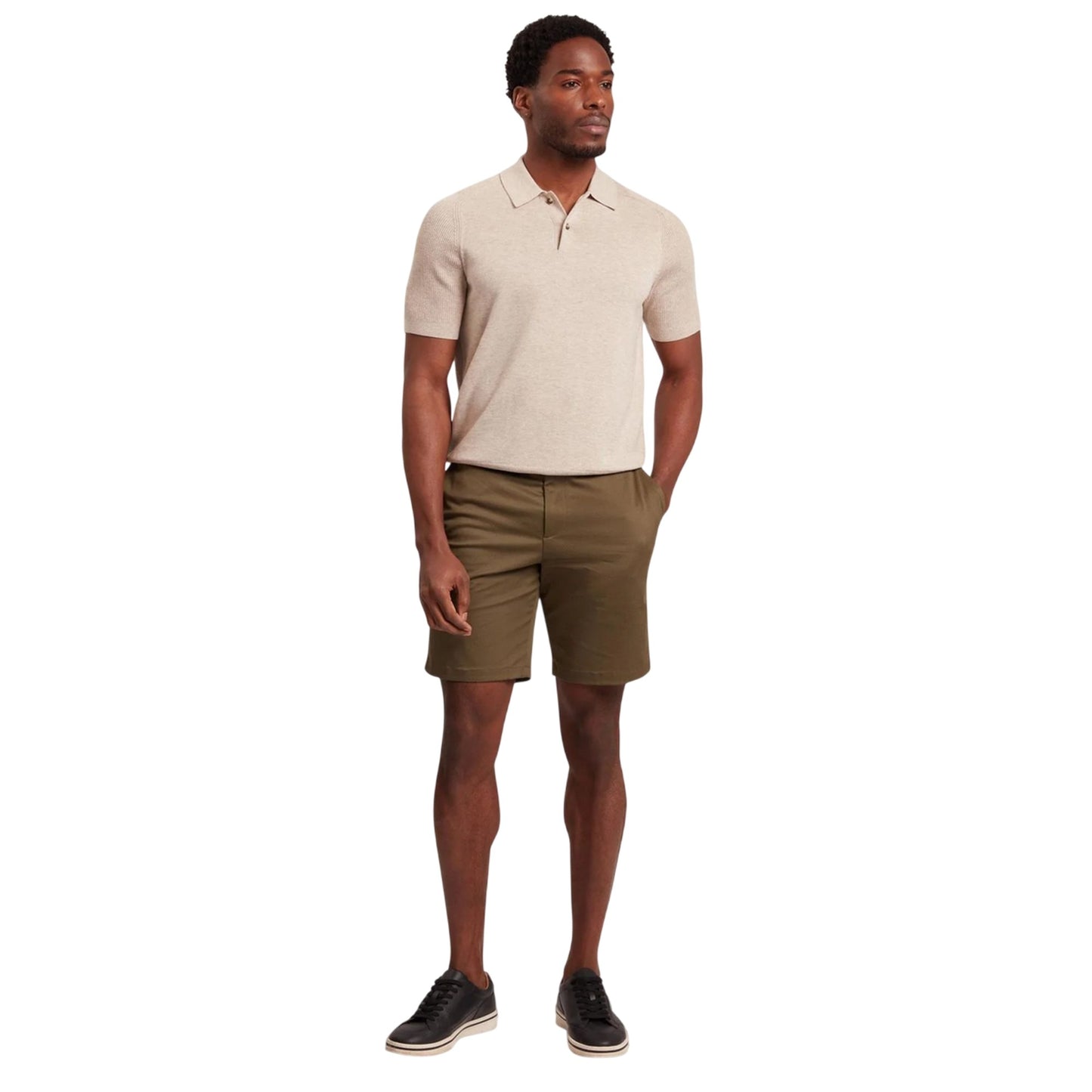 Taupe - Pack Shot - Ted Baker Mens Ribbed Raglan Polo Shirt