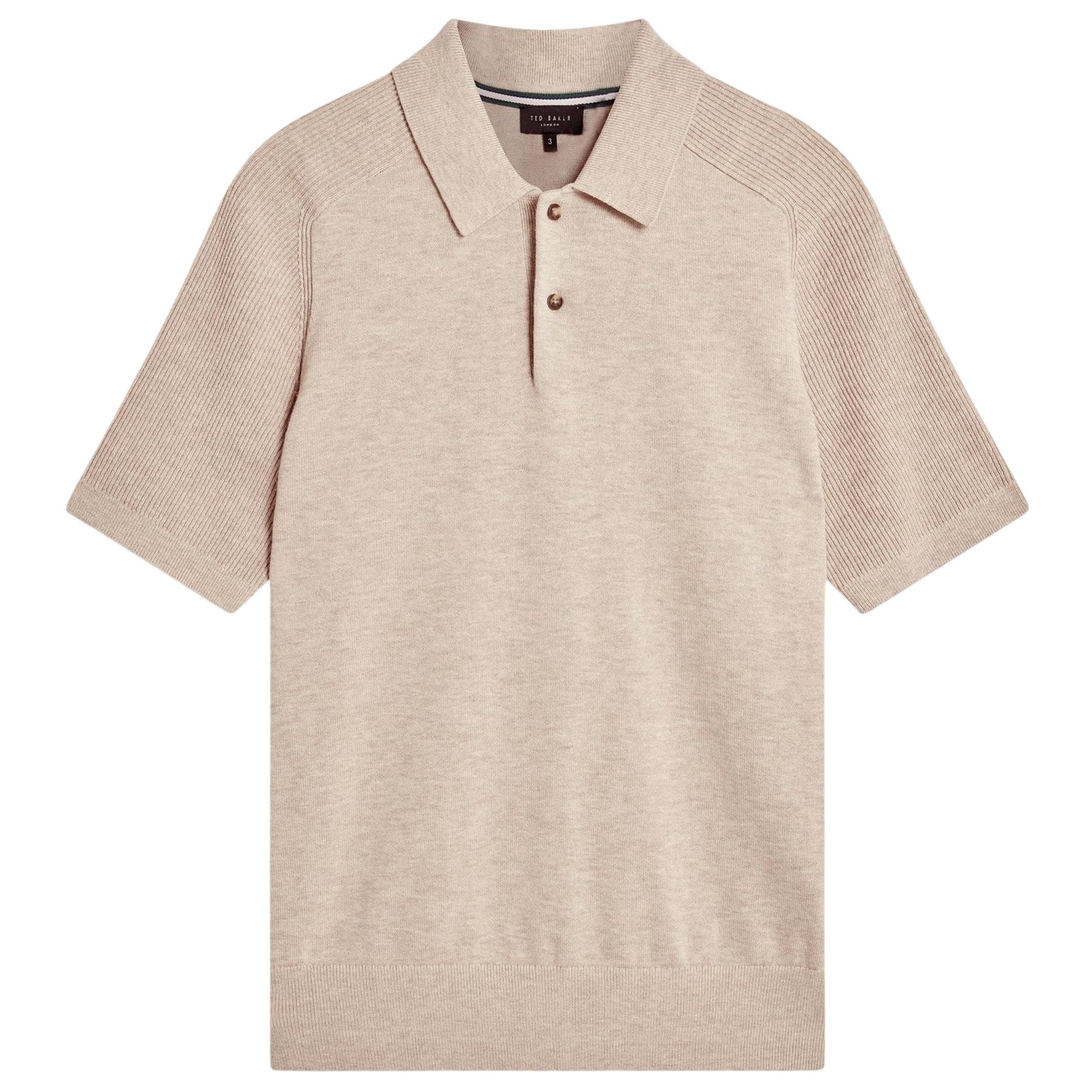 Taupe - Front - Ted Baker Mens Ribbed Raglan Polo Shirt